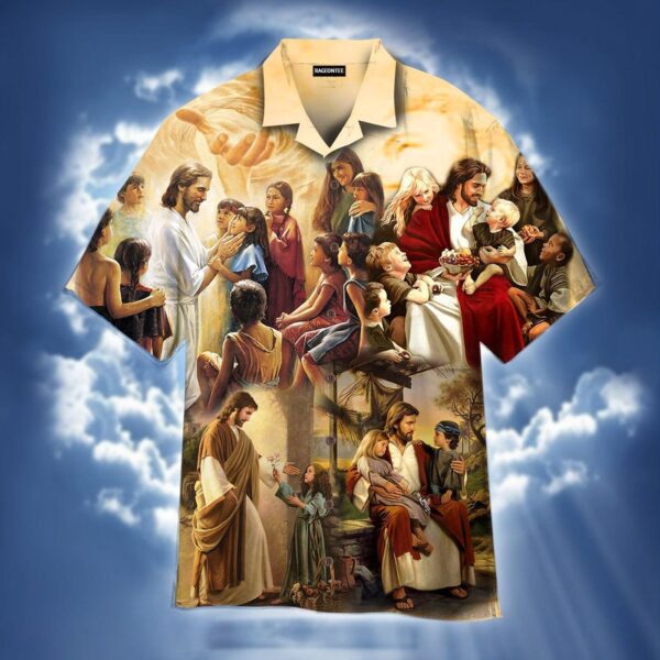 Jesus & Children Around the World Hawaiian Shirt – Christian Aloha Summer Gift for Men & Women