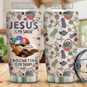 Jesus And Crocheting My Love Stainless Steel Tumbler - Jesus Lover Men Women