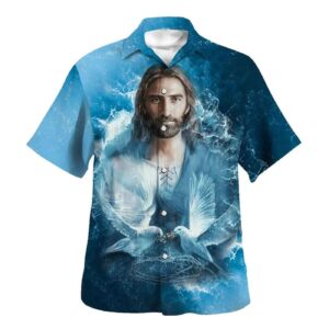 Men s Jesus and Dove Christian Hawaiian Shirt - Perfect Gift for Christian Men