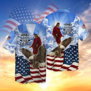 Jesus And Eagle Hawaiian Shirt One Nation Under God HW2586