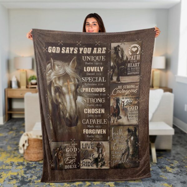 Jesus and Horse Blanket: Christian Faith Inspirational Gift – God Says You Are Unique