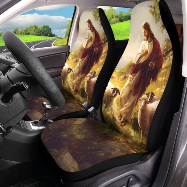 Jesus And Lamb Car Seat Cover, Lamb Of God Front Seat Covers, God Christian Seat Protectors
