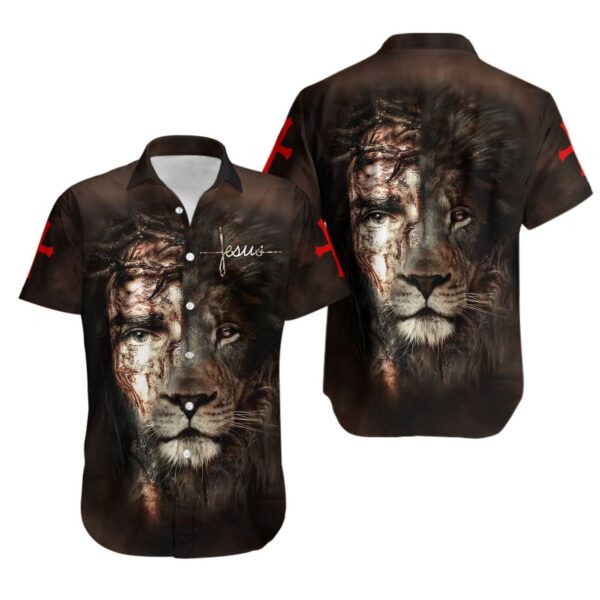 Jesus and Lion 3D All Over Printed Hawaii Shirt – Unique Christian Apparel