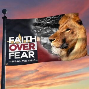 Jesus And Lion Faith Over Fear Texas Flag Patriotic Christian Flags Garden Decoration Ideas 1