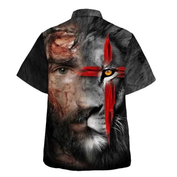 Christian Cross Hawaiian Shirt for Men – Jesus & Lion King Design Perfect Gift for Christians