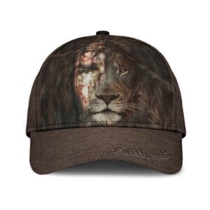 Jesus And Lion Leather Like Hat Classic Cap 3D Gift For Him, Human Cap, Trending Cap, American Cap
