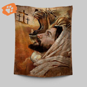 Jesus and Lion Tapestry Prints: Christian Inspirational Art