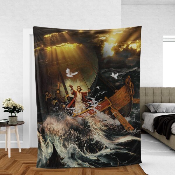 Jesus and Stunning Ocean Blanket – Christian Throw with Dove Symbol Butterfly Design – Inspirational Gift for Walking With Jesus