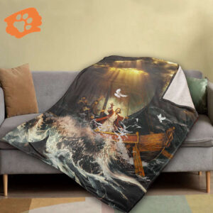 Jesus and Stunning Ocean Blanket - Christian Throw with Dove Symbol Butterfly Design - Inspirational Gift for Walking With Jesus