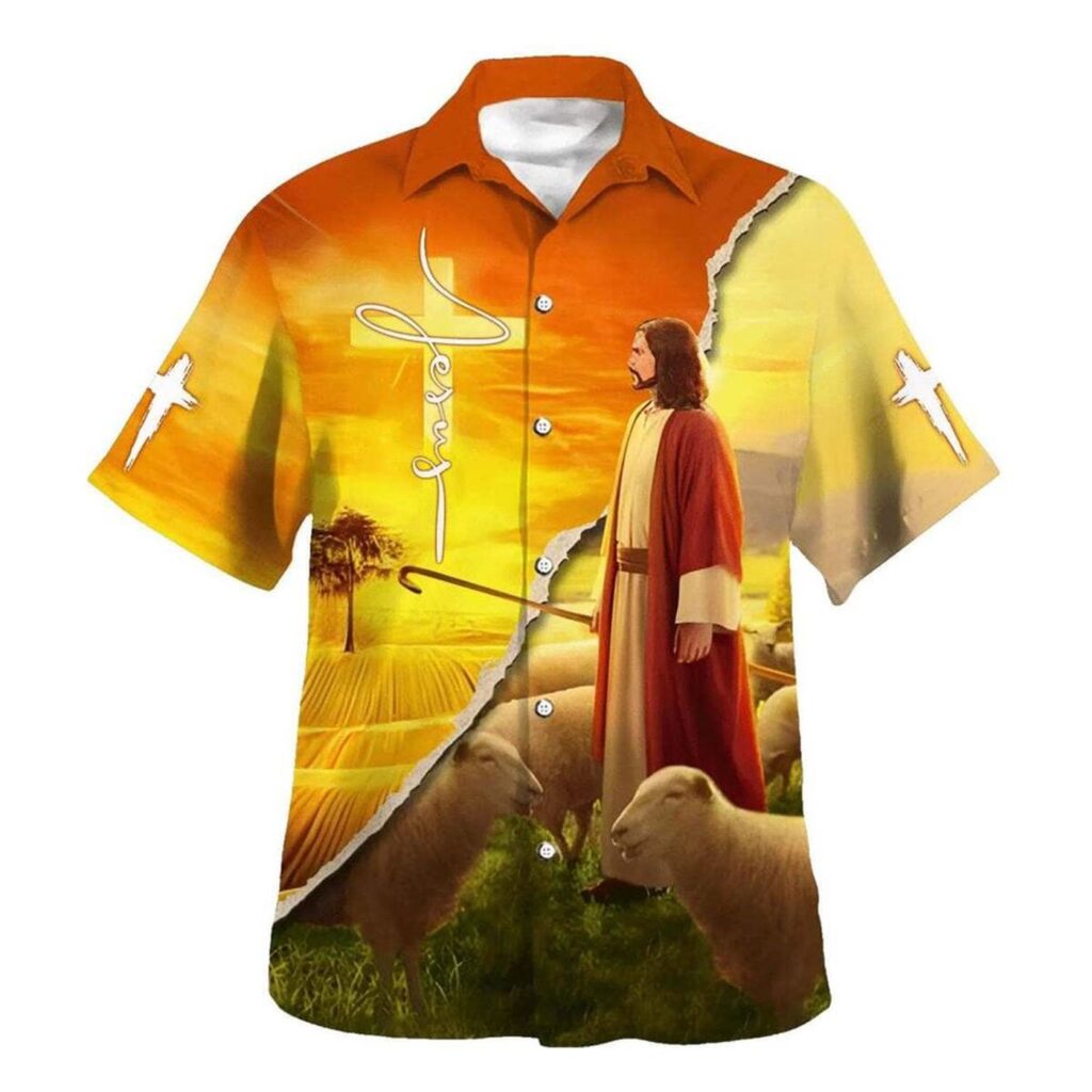 Men s Jesus And The Lamb Hawaiian Shirt: Christian Gift Men s Jesus And The Lamb Hawaiian Shirt: Christian Gift