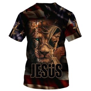 Jesus and Lion All Over Print 3D T-Shirt: Gift for Christian Jesus Shirt 1