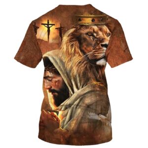 Jesus & Lion of Judah 1 All Over Print 3D T-Shirt - Perfect Christian Gift 1