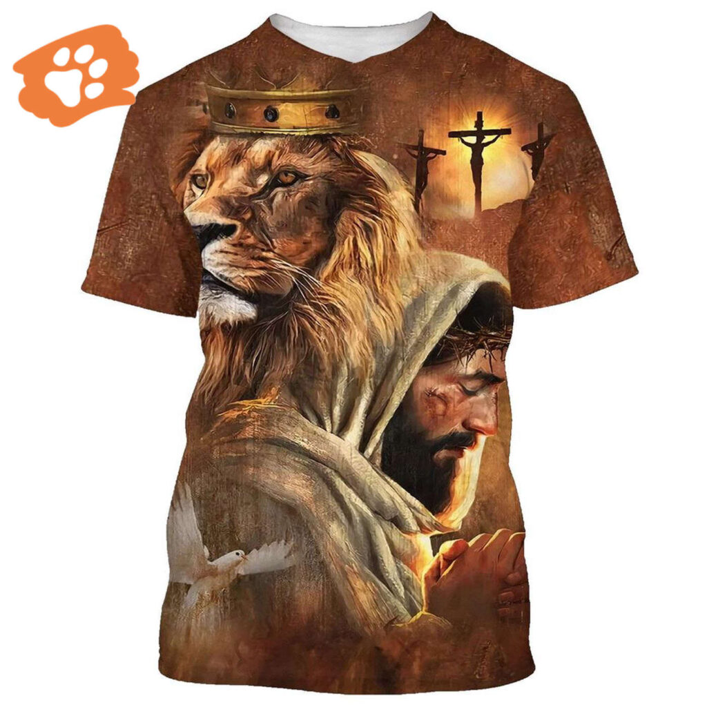 Jesus & Lion of Judah 1 All Over Print 3D T-Shirt – Perfect Christian Gift