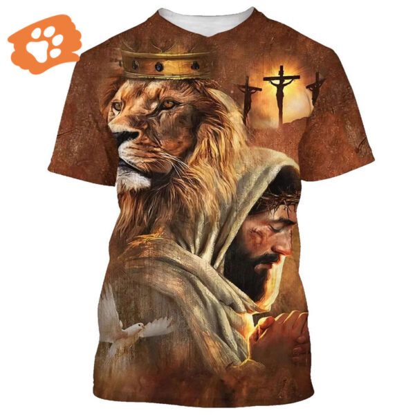 Jesus & Lion of Judah 1 All Over Print 3D T-Shirt – Perfect Christian Gift