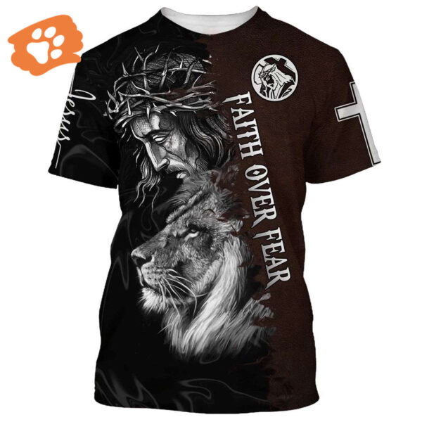 Jesus and the Lion of Judah 2 All Over Print 3D T-Shirt – Perfect Christian Gift
