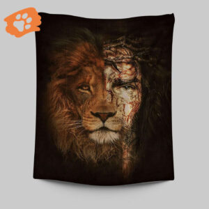 Jesus and the Lion of Judah Tapestry: Christian Wall Art for Religious Home Decor