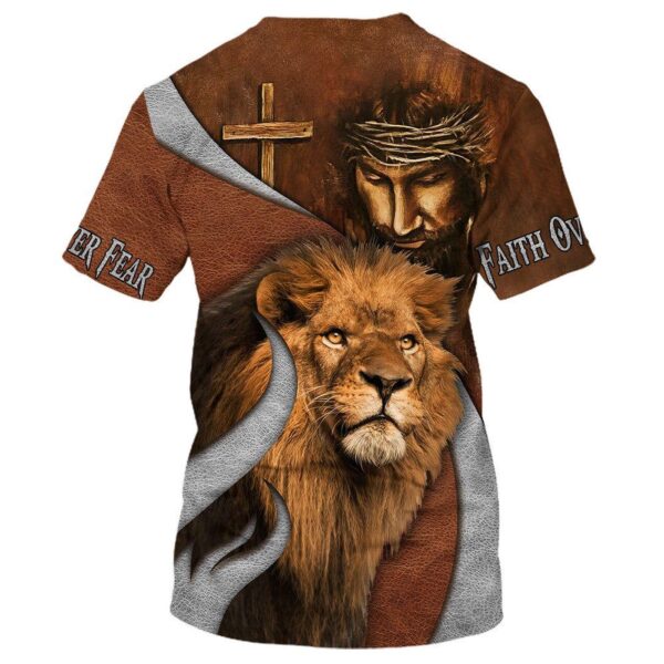 Jesus and the Lion of Judah All Over Print 3D T-Shirt – Perfect Christian Gift
