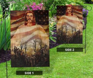 Jesus And Veterans American Flag One Nation Under God Canvas Print Art Military Decor 3