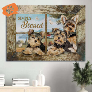 Simply Blessed Jesus and Yorkshire Terrier Poster - Watercolor Home Decor Gift for Christian Dog Lovers