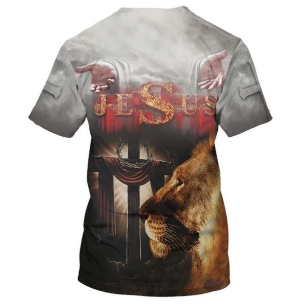 Jesus Arms Open Lion Cross All Over Print 3D T-Shirt – Perfect Christian Gift