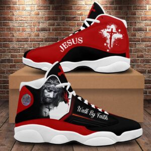 Jesus Art Basketball Shoes, Walk By Faith Running Shoes, Christian Religious Gift Unisex Shoes With Thick Soles 1