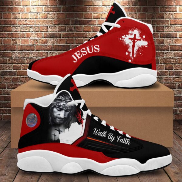 Jesus Art Basketball Shoes, Walk By Faith Running Shoes, Christian Religious Gift Unisex Shoes With Thick Soles