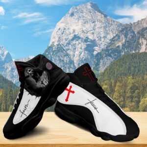 Jesus Art Faith Red Cross Basketball Shoes, Jesus Faith Running Shoes, Christian Unisex Basketball Shoes, Faith Believers Gifts 1