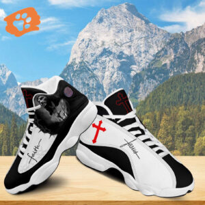 Jesus Art Faith Red Cross Basketball Shoes, Jesus Faith Running Shoes, Christian Unisex Basketball Shoes, Faith Believers Gifts