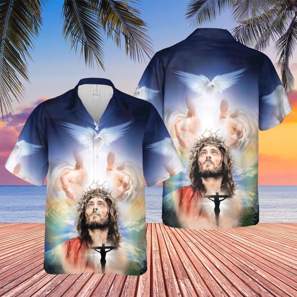 Jesus Heaven Printed Hawaiian Shirt Set – Christian Men s Gift Jesus Heaven Printed Hawaiian Shirt Set – Christian Men s Gift