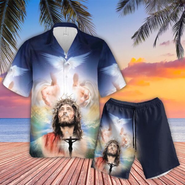 Jesus Heaven Printed Hawaiian Shirt Set – Christian Men s Gift