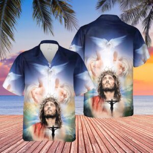 Jesus Heaven Printed Hawaiian Shirt Set - Christian Men s Gift