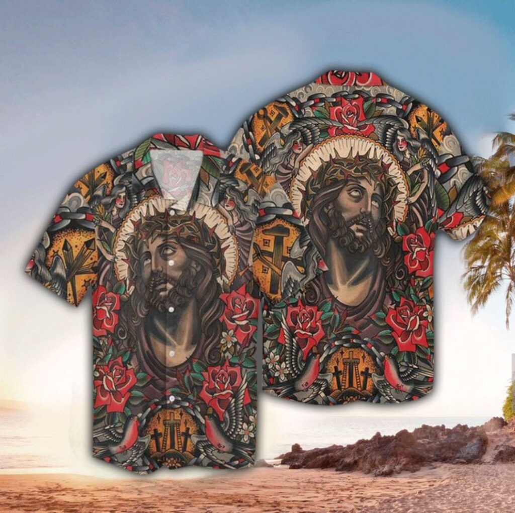 Vintage Hawaiian Shirt featuring Jesus Art – Unique and Stylish Design Vintage Hawaiian Shirt featuring Jesus Art – Unique and Stylish Design