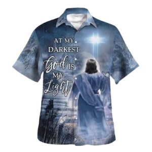 Men s Jesus At My Darkest God Is My Light Christian Hawaiian Shirt - Perfect Gift for Christians