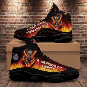 Jesus Basketball Shoes, A Warrior Of Christ, Christian American Flag Sneaker, Religious Gift, Jesus Footwear, Running Shoes For Jesus Lovers 1