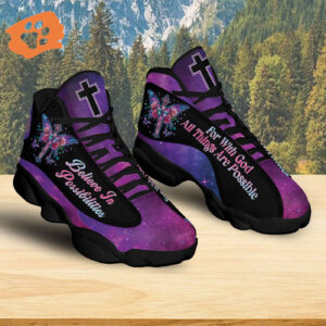 Jesus Basketball Shoes, Believe In Possibilities With God All Things Possible, Jesus Christian Cross Shoes, Christian Unisex Sneaker, Religious Gift