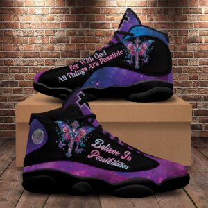 Jesus Basketball Shoes, Believe In Possibilities With God All Things Possible, Jesus Christian Cross Shoes, Christian Unisex Sneaker, Religious Gift 3