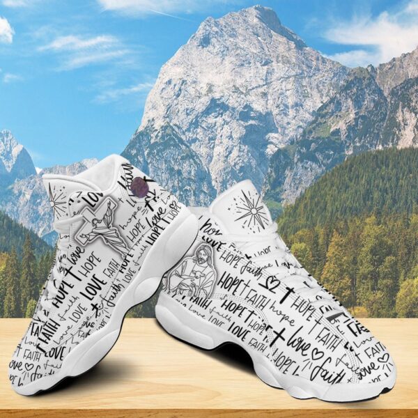 Jesus Basketball Shoes, Faith Hope Love, Jesus Christian Cross Shoes, Christian Unisex Sneaker, Christian Gifts