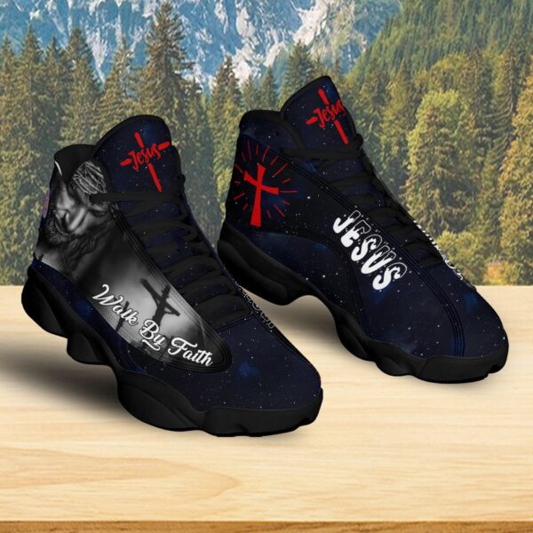 Jesus Basketball Shoes For Men, Walk By Faith Running Shoes, Jesus Christ Cross Sneaker Gift For Mom Dad
