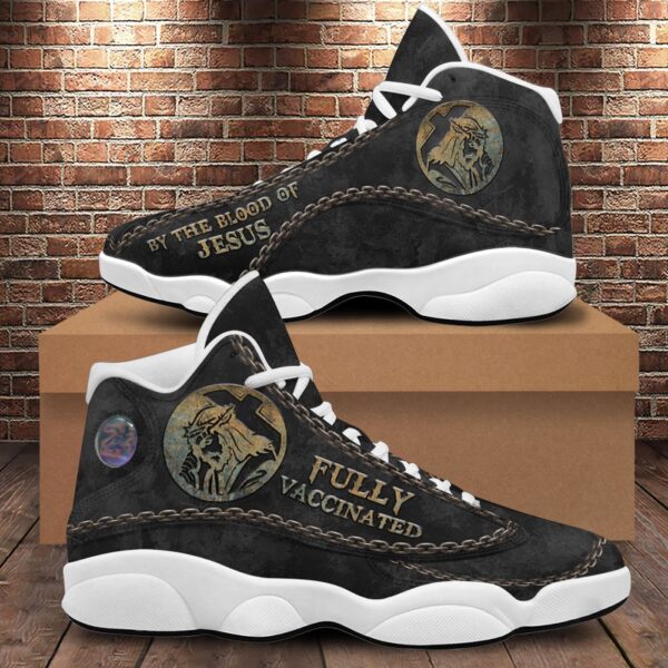 Jesus Basketball Shoes, Fully Vaccinated By Blood Of Jesus, Jesus Christian Cross Shoes, Christian Unisex Sneaker, Religious Gift For Love Ones