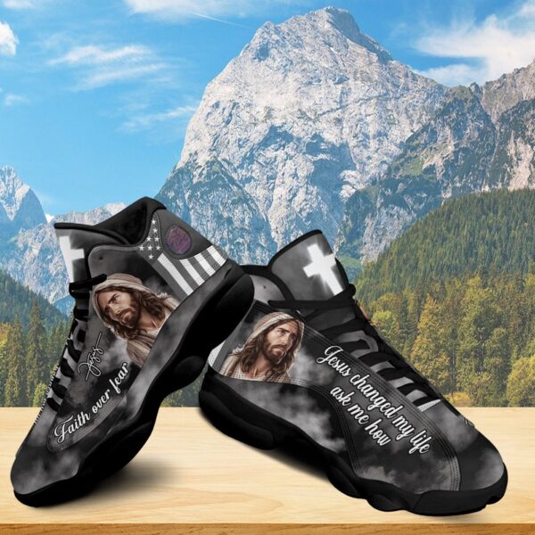 Jesus Basketball Shoes, Jesus Changed My Life, Religious Gift For Family, Jesus Running Shoes Footwear