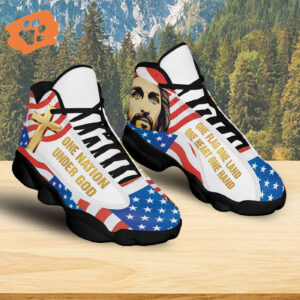 Jesus Basketball Shoes, One Nation Under God Shoes, Christian Unisex Sneaker, Religious Gift For Family, Jesus Lovers Shoes, Christian Footwear