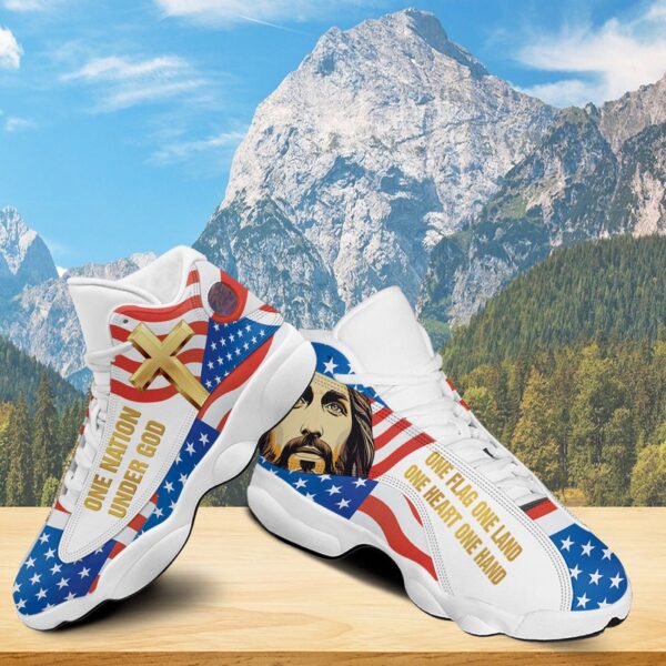 Jesus Basketball Shoes, One Nation Under God Shoes, Christian Unisex Sneaker, Religious Gift For Family, Jesus Lovers Shoes, Christian Footwear