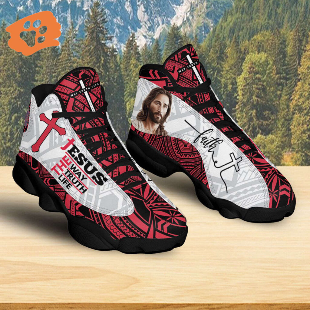 Jesus Basketball Shoes, The Way Truth Life, Walk By Faith Christian Unisex Sneaker, Religious Gift For Family Jesus Basketball Shoes, The Way Truth Life, Walk By Faith Christian Unisex Sneaker, Religious Gift For Family