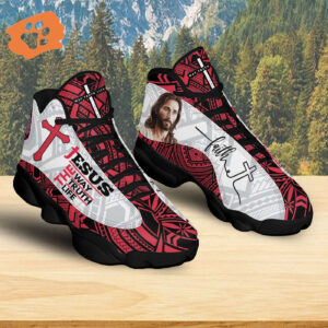 Jesus Basketball Shoes, The Way Truth Life, Walk By Faith Christian Unisex Sneaker, Religious Gift For Family