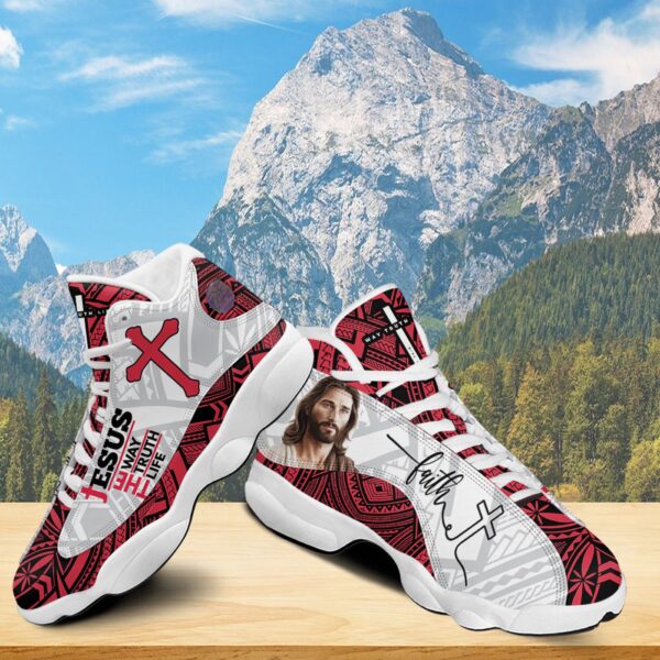 Jesus Basketball Shoes, The Way Truth Life, Walk By Faith Christian Unisex Sneaker, Religious Gift For Family
