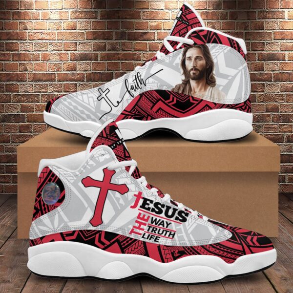 Jesus Basketball Shoes, The Way Truth Life, Walk By Faith Christian Unisex Sneaker, Religious Gift For Family