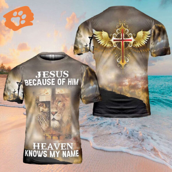 Jesus All Over Print 3D T-Shirt: Gift for Christians Heaven Knows My Name Shirt