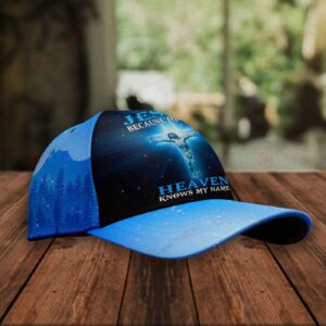 Jesus because of Him Heaven Knows My Name Classic 3d Cap ALL OVER PRINTED 1