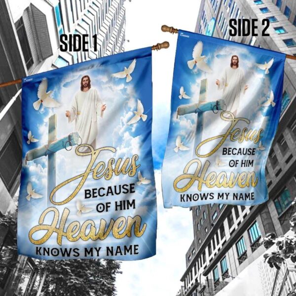 Jesus Heaven Knows My Name Outdoor Christian House Flag Scripture Garden Banner