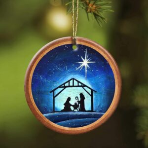 Jesus birth - Circle Ceramic Ornament